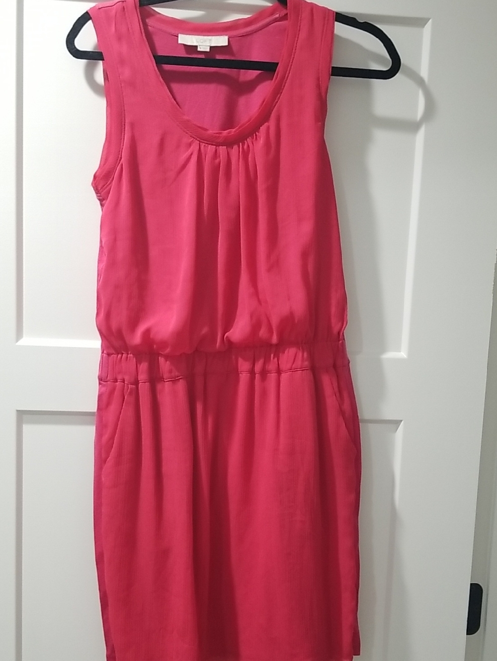 LOFT Hot Pink Sleeveless Blouson Waist Mini Dress